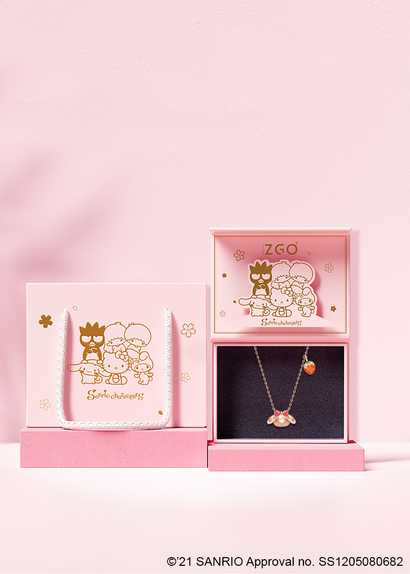 Sweet My Melody Sterling Silver Necklace with Pendants - Y2K Grunge & 90s Retro Style