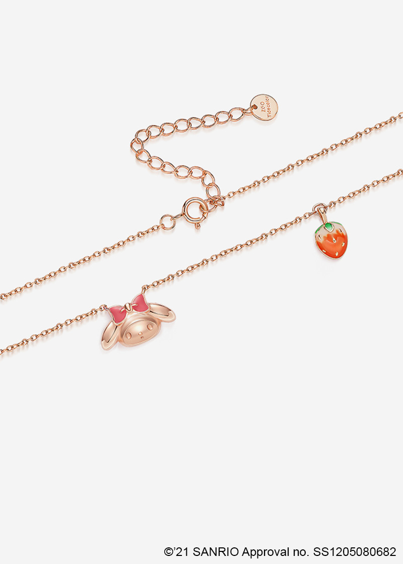 Sweet My Melody Sterling Silver Necklace with Pendants - Y2K Grunge & 90s Retro Style
