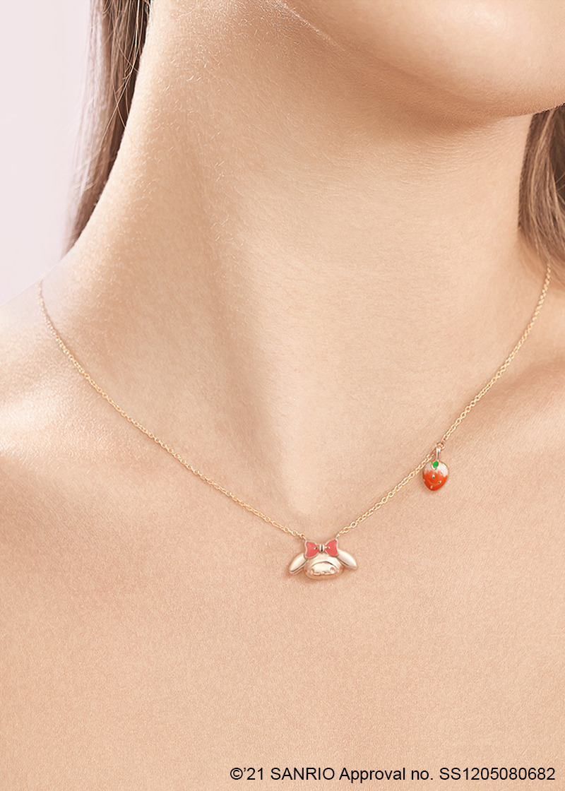 Sweet My Melody Sterling Silver Necklace with Pendants - Y2K Grunge & 90s Retro Style