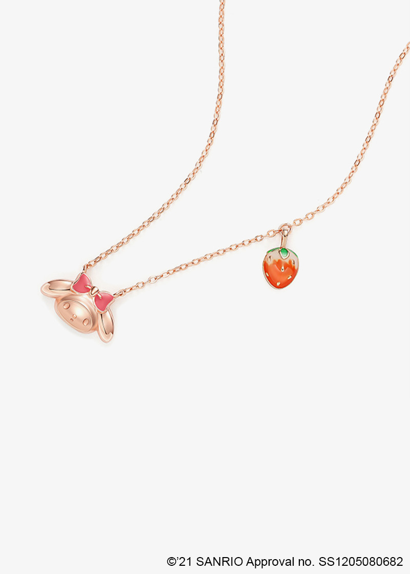 Sweet My Melody Sterling Silver Necklace with Pendants - Y2K Grunge & 90s Retro Style