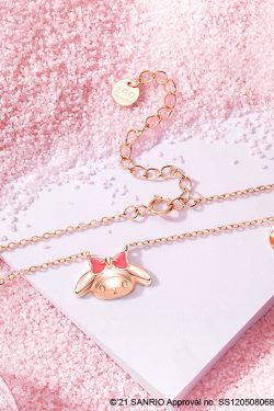 Sweet My Melody Sterling Silver Necklace with Pendants - Y2K Grunge & 90s Retro Style
