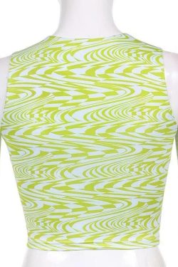 Swish Green Crop Top - Y2K Summer Outfit, 90s Fashion, Grunge, Retro Style, Y2K Party Look