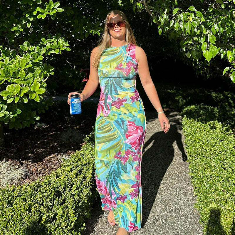Syncere Printed Maxi Dress - Y2K Summer, 90s Grunge, Retro Style, Y2K Party & Club Outfits