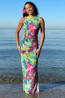 Syncere Printed Maxi Dress - Y2K Summer, 90s Grunge, Retro Style, Y2K Party & Club Outfits