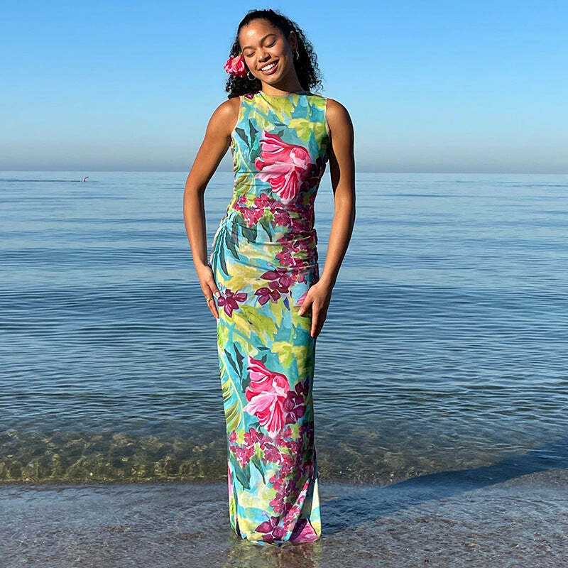 Syncere Printed Maxi Dress - Y2K Summer, 90s Grunge, Retro Style, Y2K Party & Club Outfits