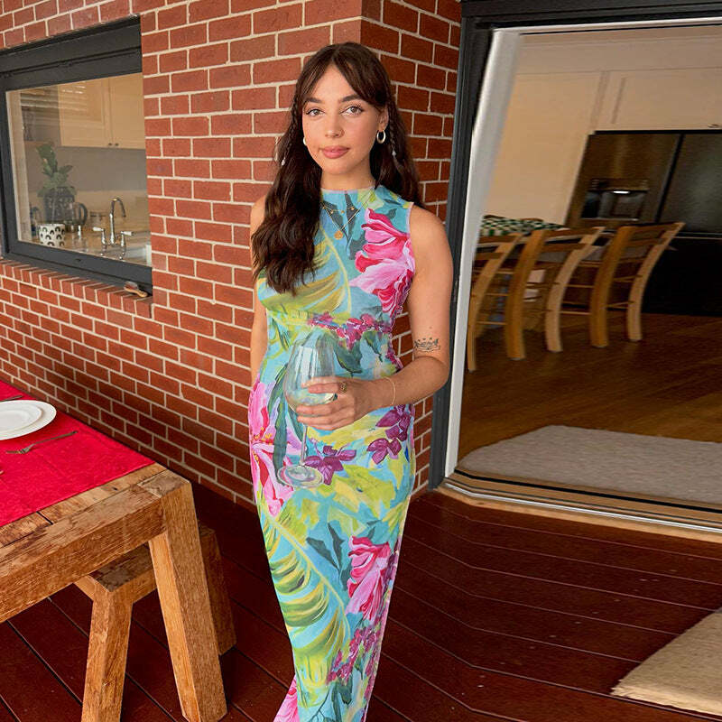 Syncere Printed Maxi Dress - Y2K Summer, 90s Grunge, Retro Style, Y2K Party & Club Outfits