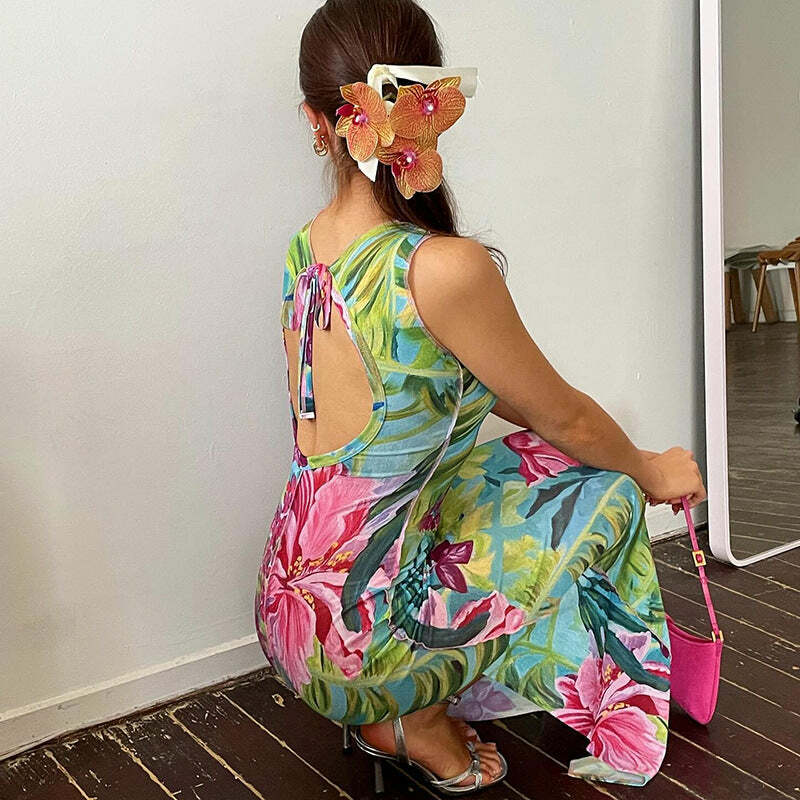 Syncere Printed Maxi Dress - Y2K Summer, 90s Grunge, Retro Style, Y2K Party & Club Outfits