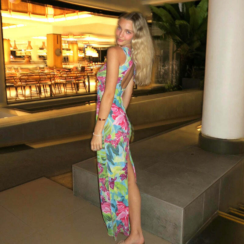 Syncere Printed Maxi Dress - Y2K Summer, 90s Grunge, Retro Style, Y2K Party & Club Outfits