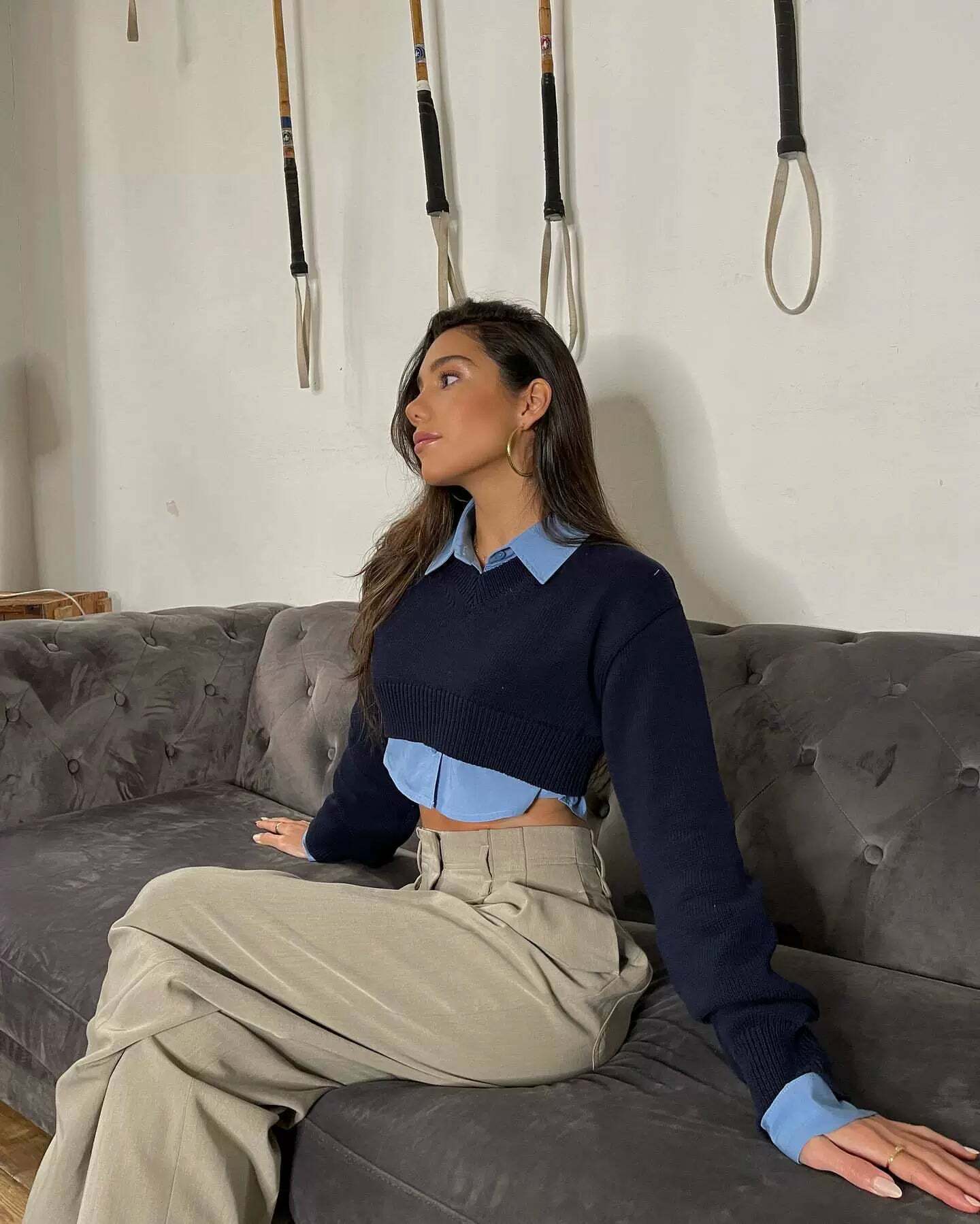 Taliah Crop Sweater - Y2K Summer Grunge, 90s Retro, Pastel Goth, Y2K Party & Club Out