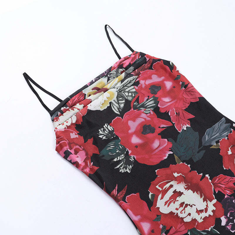 Talyn Mesh Floral Mini Dress - Y2K Summer, 90s Grunge, Retro Party, Pastel Goth Outfits