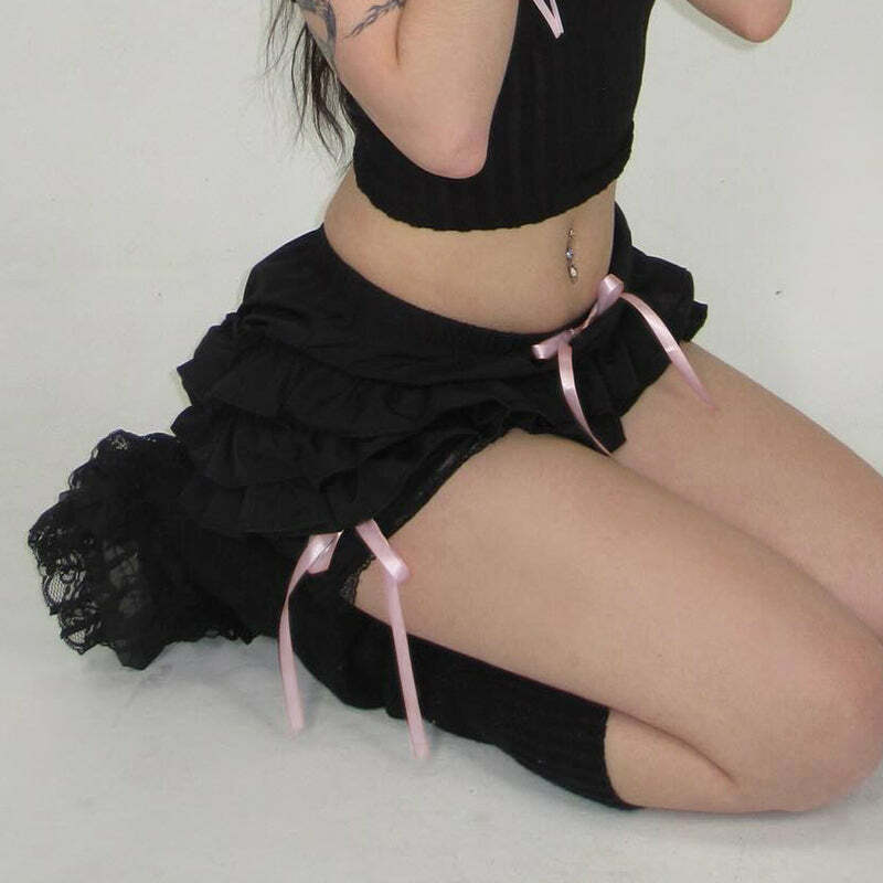 Tania Ruffle Mini Short Skirt - Y2K Summer, 90s Grunge, Retro, Pastel Goth, Y2K Party
