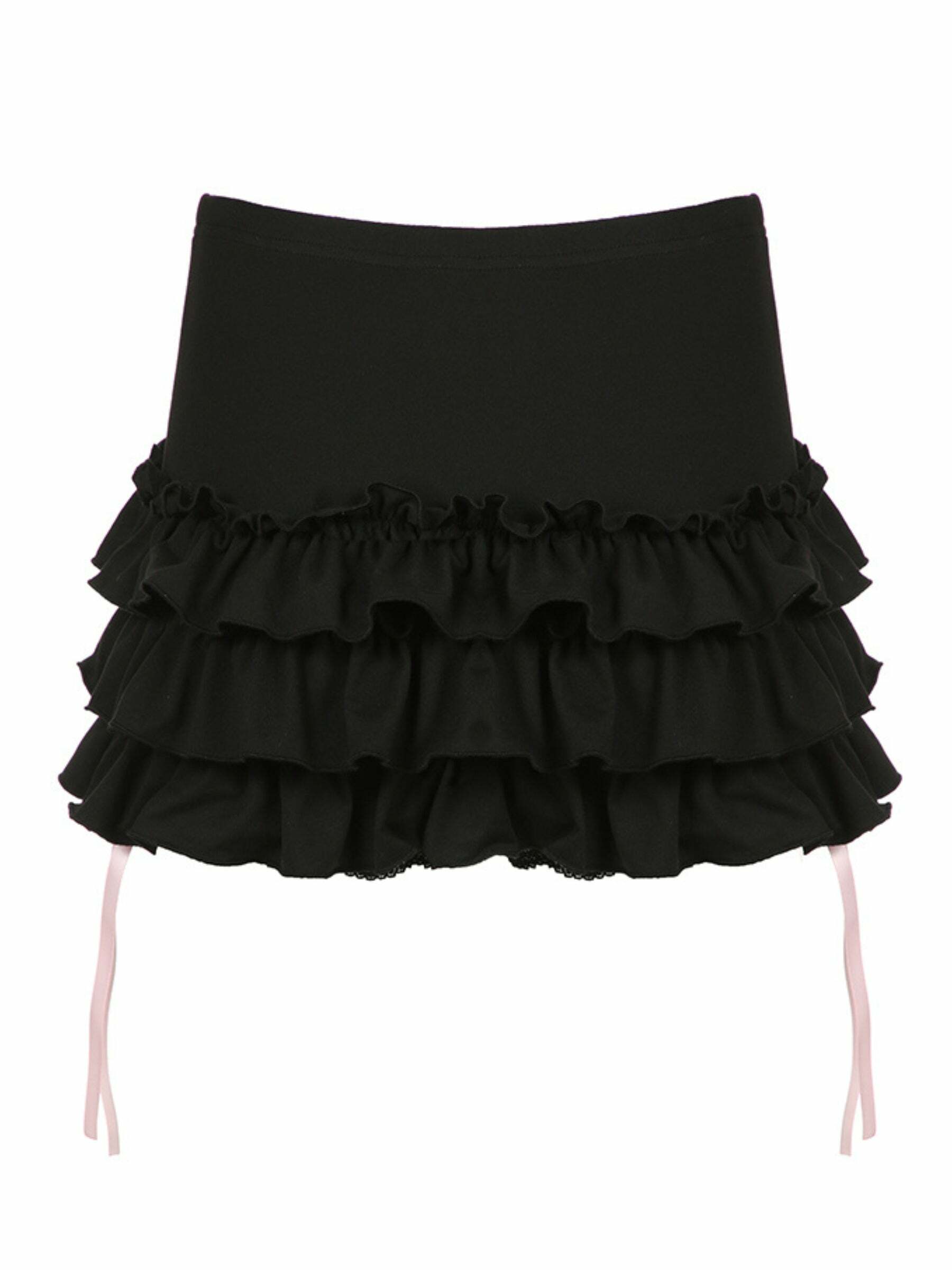 Tania Ruffle Mini Short Skirt - Y2K Summer, 90s Grunge, Retro, Pastel Goth, Y2K Party