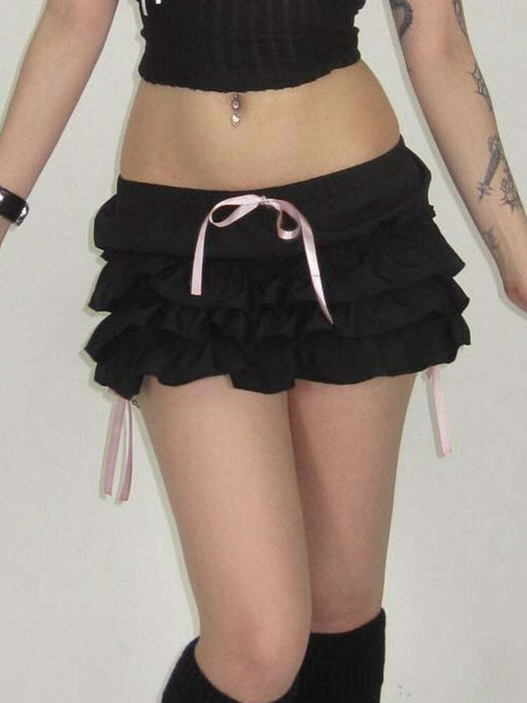 Tania Ruffle Mini Short Skirt - Y2K Summer, 90s Grunge, Retro, Pastel Goth, Y2K Party