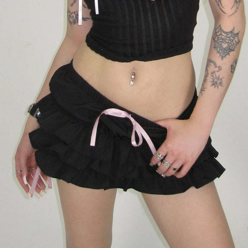 Tania Ruffle Mini Short Skirt - Y2K Summer, 90s Grunge, Retro, Pastel Goth, Y2K Party