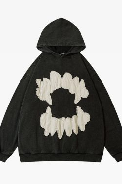 Teeth Hoodie - Y2K Grunge & 90s Retro Style for Summer, Club, and Party Outfits
