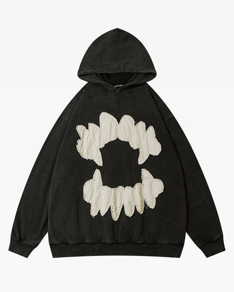 Teeth Hoodie - Y2K Grunge & 90s Retro Style for Summer, Club, and Party Outfits