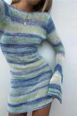 Theia Backless Knitted Dress - Y2K Summer Grunge Outfit, 90s Fashion, Retro Style