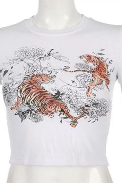 Tiger Queen Y2K Crop Top - 90s Grunge, Retro Summer Outfit, Y2K Party & Club Fashion