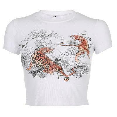 Tiger Queen Y2K Crop Top - 90s Grunge, Retro Summer Outfit, Y2K Party & Club Fashion