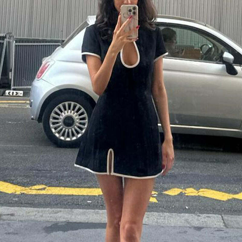 Timia Short Sleeve Mini Dress - Y2K Summer, 90s Grunge, Retro, Pastel Goth, Y2K Party Outfit
