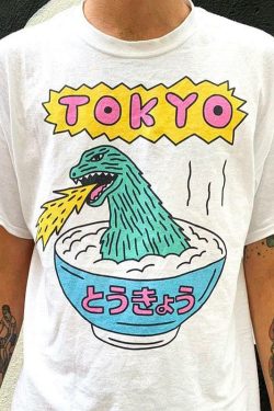 Tokyo Dino Harajuku T-Shirt - Y2K Summer Grunge, 90s Retro, Pastel Goth, Y2K Club Outfits