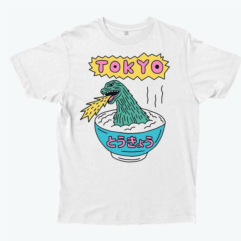 Tokyo Dino Harajuku T-Shirt - Y2K Summer Grunge, 90s Retro, Pastel Goth, Y2K Club Outfits