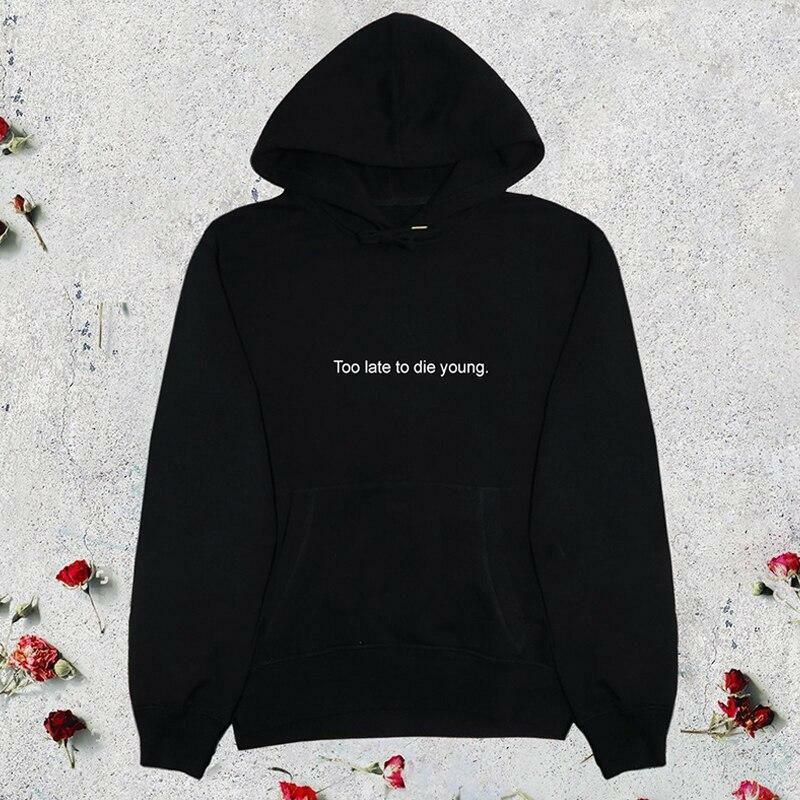 Too Late To Die Young Hoodie - Y2K Summer Grunge, 90s Retro, Gothic Y2K, Pastel Goth Fashion