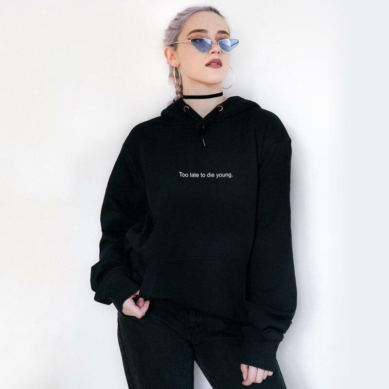 Too Late To Die Young Hoodie - Y2K Summer Grunge, 90s Retro, Gothic Y2K, Pastel Goth Fashion