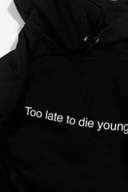 Too Late To Die Young Hoodie - Y2K Summer Grunge, 90s Retro, Gothic Y2K, Pastel Goth Fashion