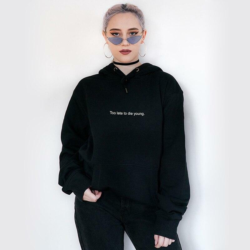 Too Late To Die Young Hoodie - Y2K Summer Grunge, 90s Retro, Gothic Y2K, Pastel Goth Fashion