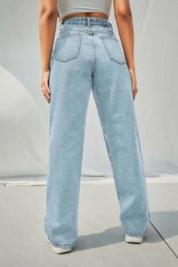 Trippy Smiley Loose Jeans - Y2K Summer Grunge 90s Fashion Retro Hip Hop Y2K Outfits Women