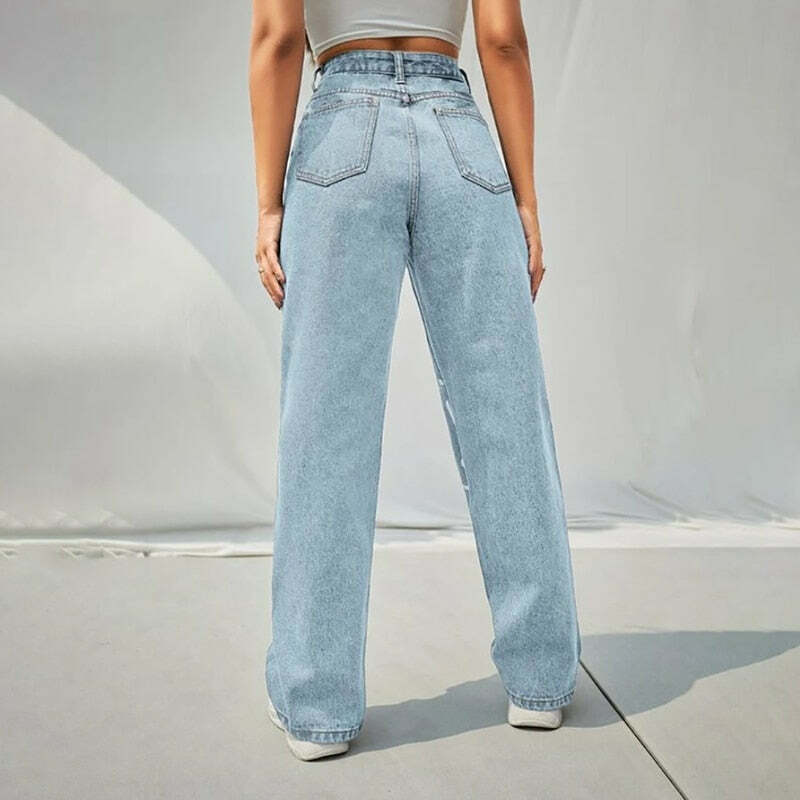 Trippy Smiley Loose Jeans - Y2K Summer Grunge 90s Fashion Retro Hip Hop Y2K Outfits Women