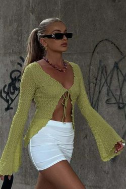 Trisha Cardigan Top - Y2K Summer Grunge, 90s Retro, Pastel Goth, Y2K Party & Club Outfits