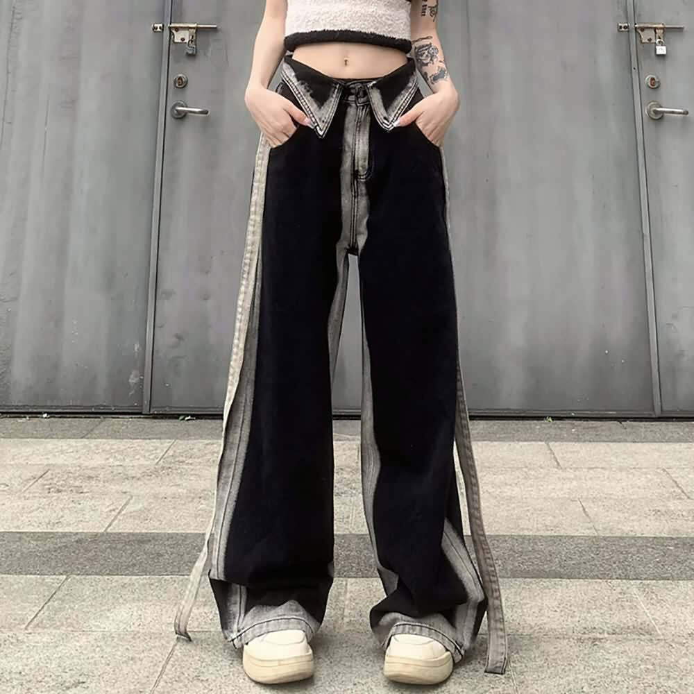 Unique Gothic Punk Y2K Baggy Jeans - Retro 90s Grunge Fashion, Perfect for Y2K Summer Outfits