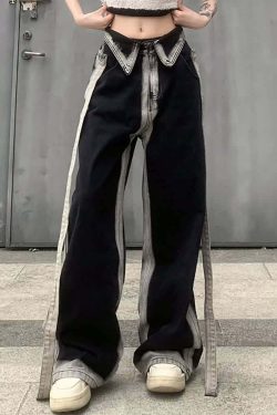 Unique Gothic Punk Y2K Baggy Jeans - Retro 90s Grunge Fashion, Perfect for Y2K Summer Outfits