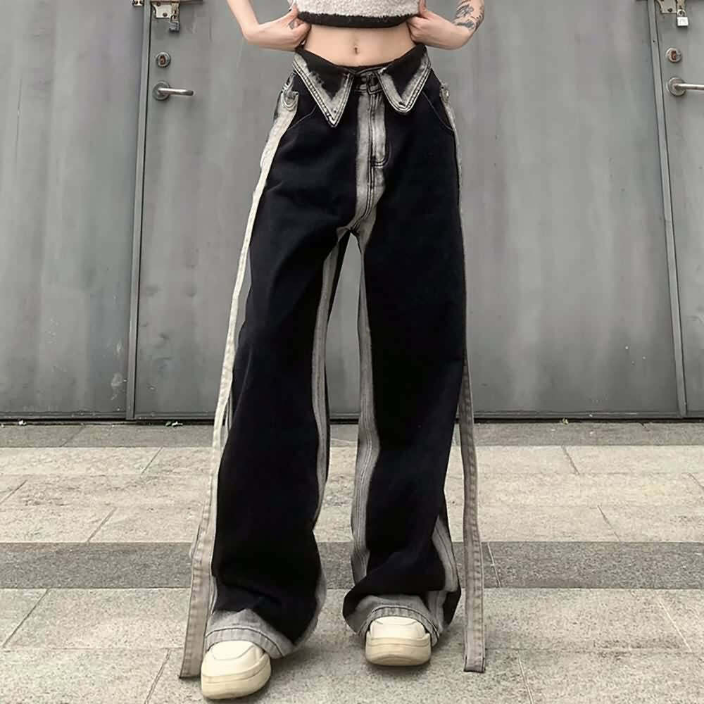 Unique Gothic Punk Y2K Baggy Jeans - Retro 90s Grunge Fashion, Perfect for Y2K Summer Outfits