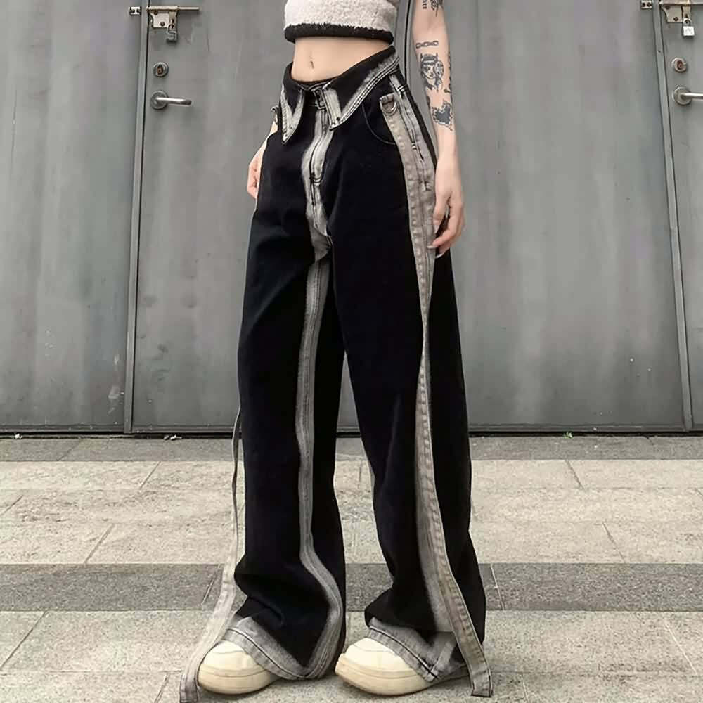 Unique Gothic Punk Y2K Baggy Jeans - Retro 90s Grunge Fashion, Perfect for Y2K Summer Outfits