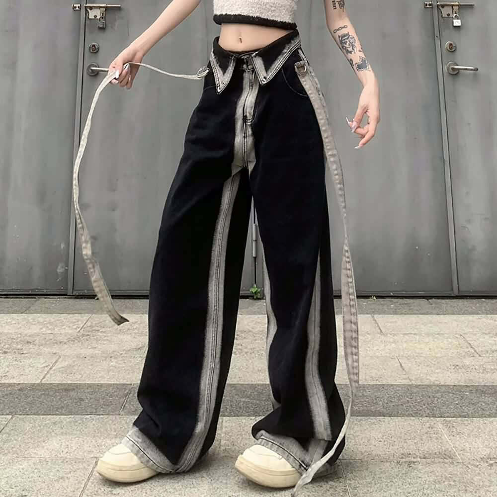 Unique Gothic Punk Y2K Baggy Jeans - Retro 90s Grunge Fashion, Perfect for Y2K Summer Outfits