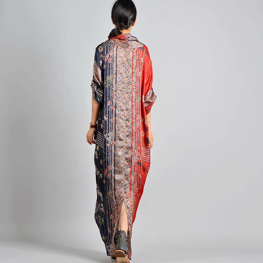 Unique Red Print Silk Blend Maxi Dress - Y2K Summer, 90s Fashion, Grunge, Retro Style