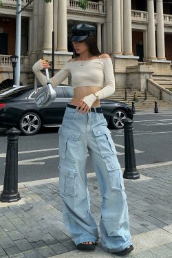 Valorie Denim Cargo Pants - Y2K Grunge & 90s Retro Style, Perfect for Summer & Party Outfits