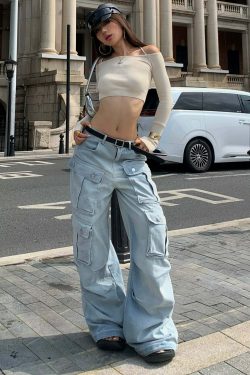 Valorie Denim Cargo Pants - Y2K Grunge & 90s Retro Style, Perfect for Summer & Party Outfits