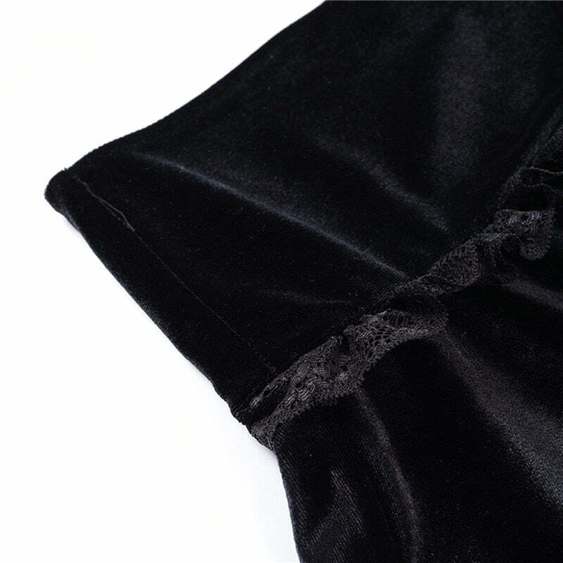 Velvet Cross Gothic Black Lace Skirt - Y2K Grunge, 90s Fashion, Retro Summer Outfit