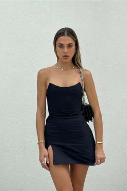 Verity Strapless Mini Dress - Y2K Summer, 90s Fashion, Grunge, Retro, Pastel Goth, Party Outfit