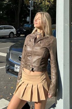 Vibha Leather Vintage Jacket - Y2K Grunge, 90s Fashion, Retro Style, Y2K Party & Club Outfits