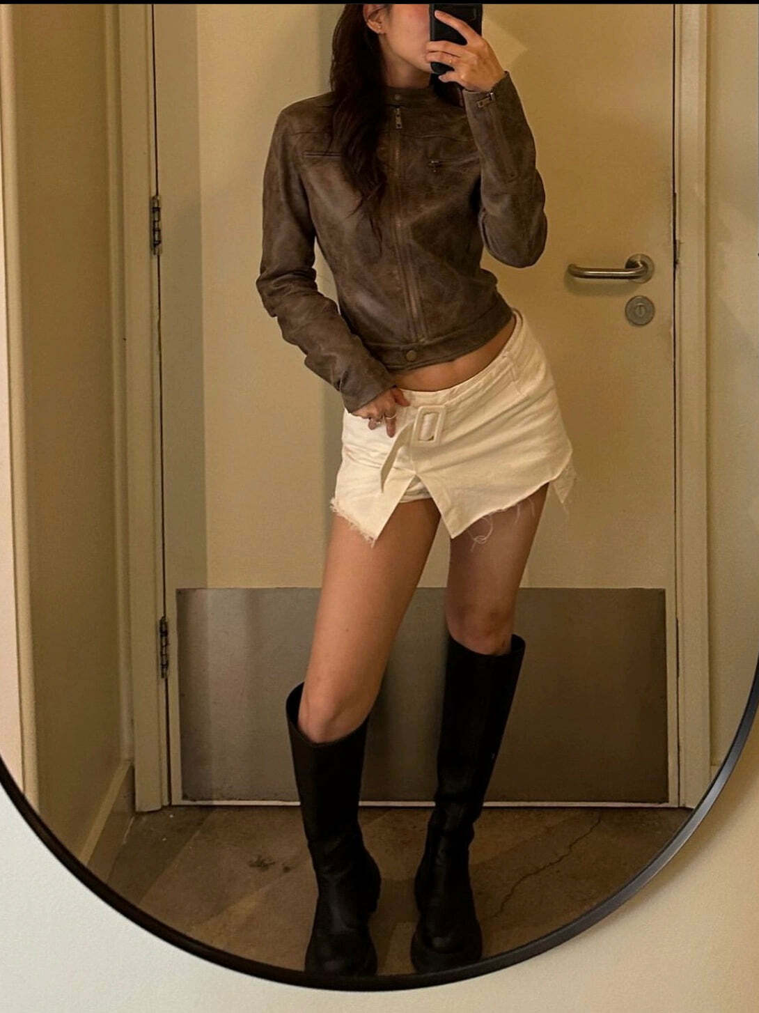Vibha Leather Vintage Jacket - Y2K Grunge, 90s Fashion, Retro Style, Y2K Party & Club Outfits