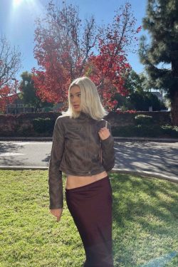 Vibha Leather Vintage Jacket - Y2K Grunge, 90s Fashion, Retro Style, Y2K Party & Club Outfits