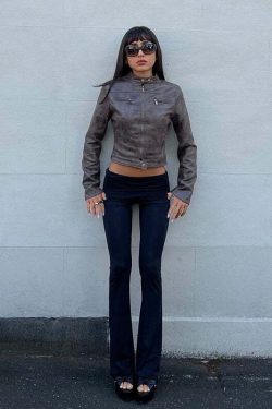 Vibha Leather Vintage Jacket - Y2K Grunge, 90s Fashion, Retro Style, Y2K Party & Club Outfits