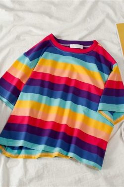 Vibrant Lola Striped T-Shirt - Y2K Summer, 90s Fashion, Grunge, Retro, Baby Tees, Y2