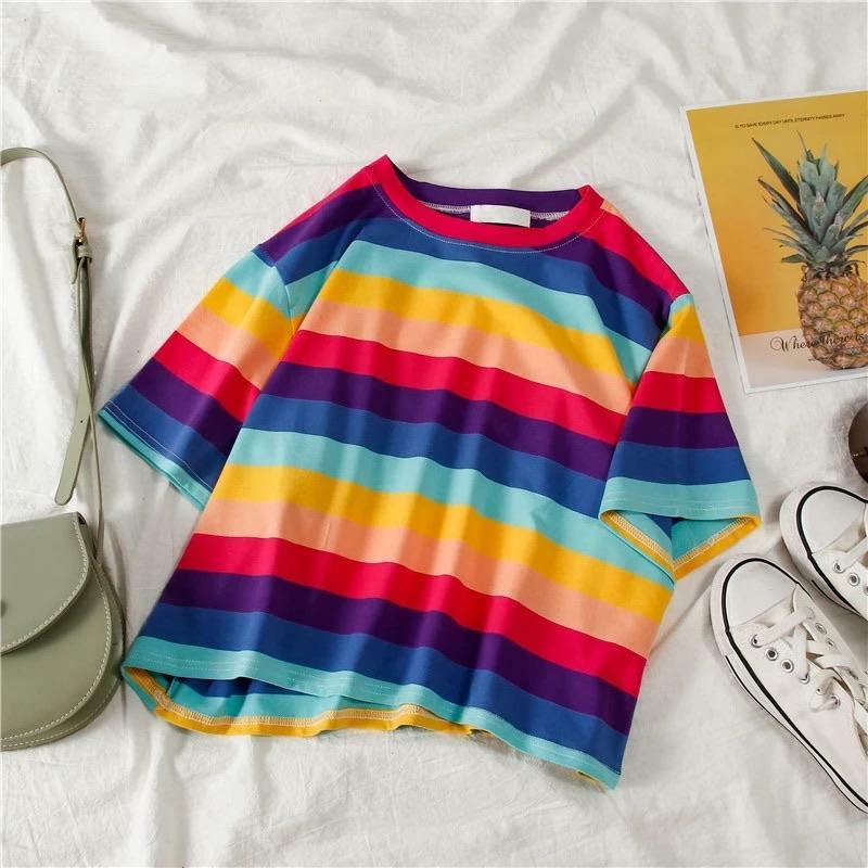 Vibrant Lola Striped T-Shirt - Y2K Summer, 90s Fashion, Grunge, Retro, Baby Tees, Y2