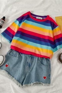 Vibrant Lola Striped T-Shirt - Y2K Summer, 90s Fashion, Grunge, Retro, Baby Tees, Y2